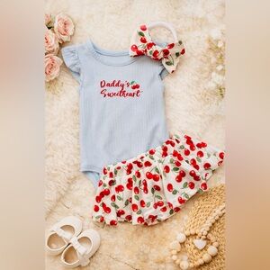 Baby Essentials 3pc Daddy's
Sweetheart Bodysuit Set Light Blue Cherry
